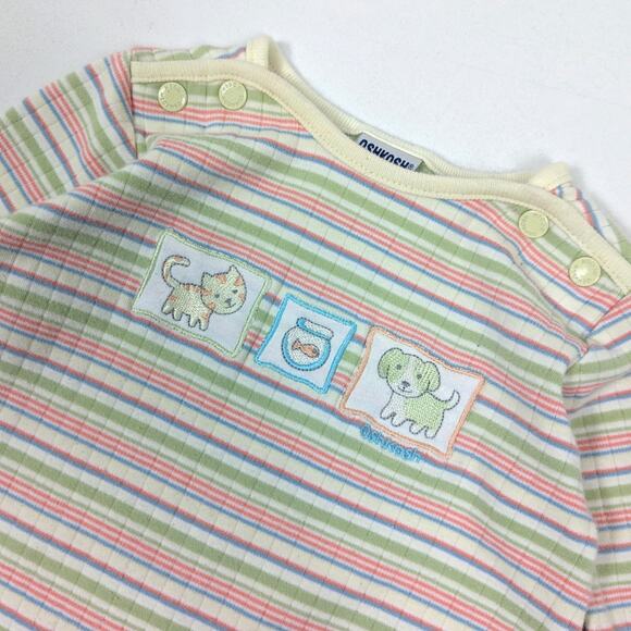 Vintage Oshkosh Bgosh Y2K Romper Baby Boys Size 3-6m Stripe Dog Outfit - Picture 2 of 5